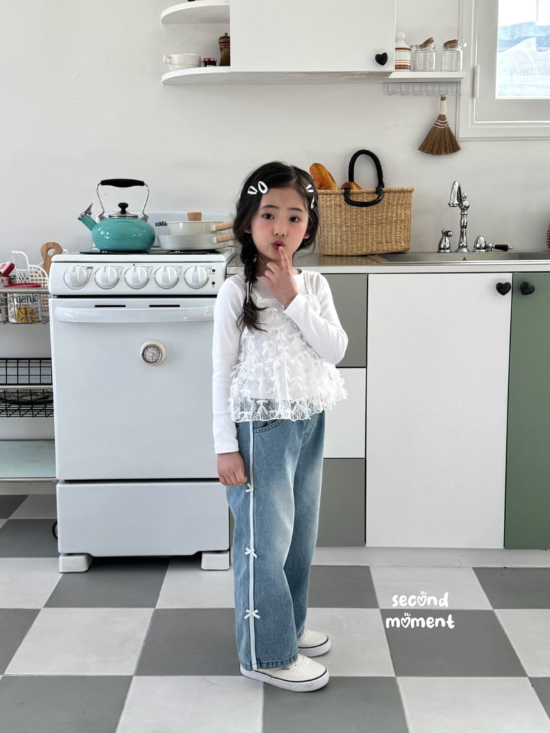 Second Moment - Korean Children Fashion - #discoveringself - Kitsch Ribbon Denim Pants - 11