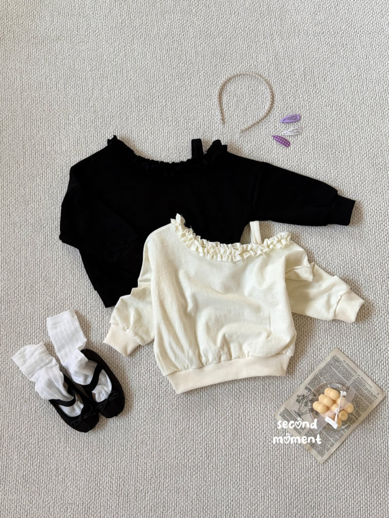 Second Moment - Korean Children Fashion - #discoveringself - Off-Shoulder Frill Sweatshirt