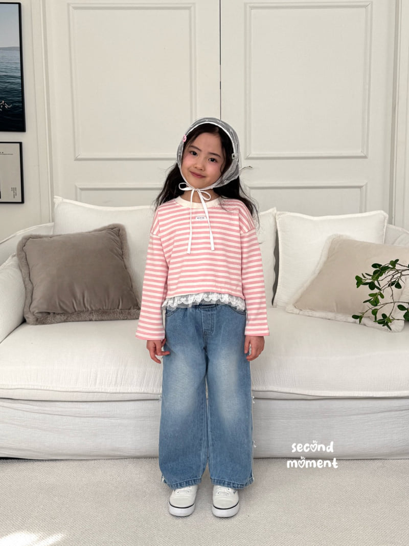 Second Moment - Korean Children Fashion - #discoveringself - Lace Stripe Tee - 12