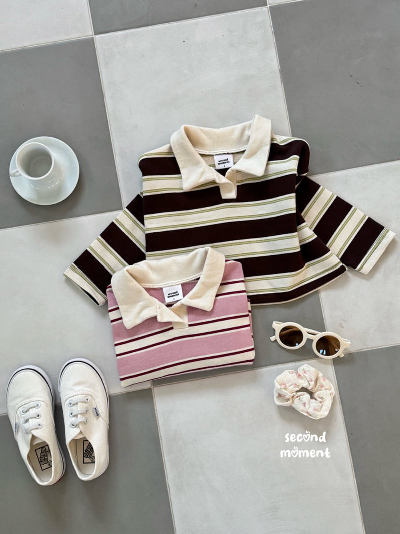 Second Moment - Korean Children Fashion - #discoveringself - Cinnamon Crop Stripe Tee