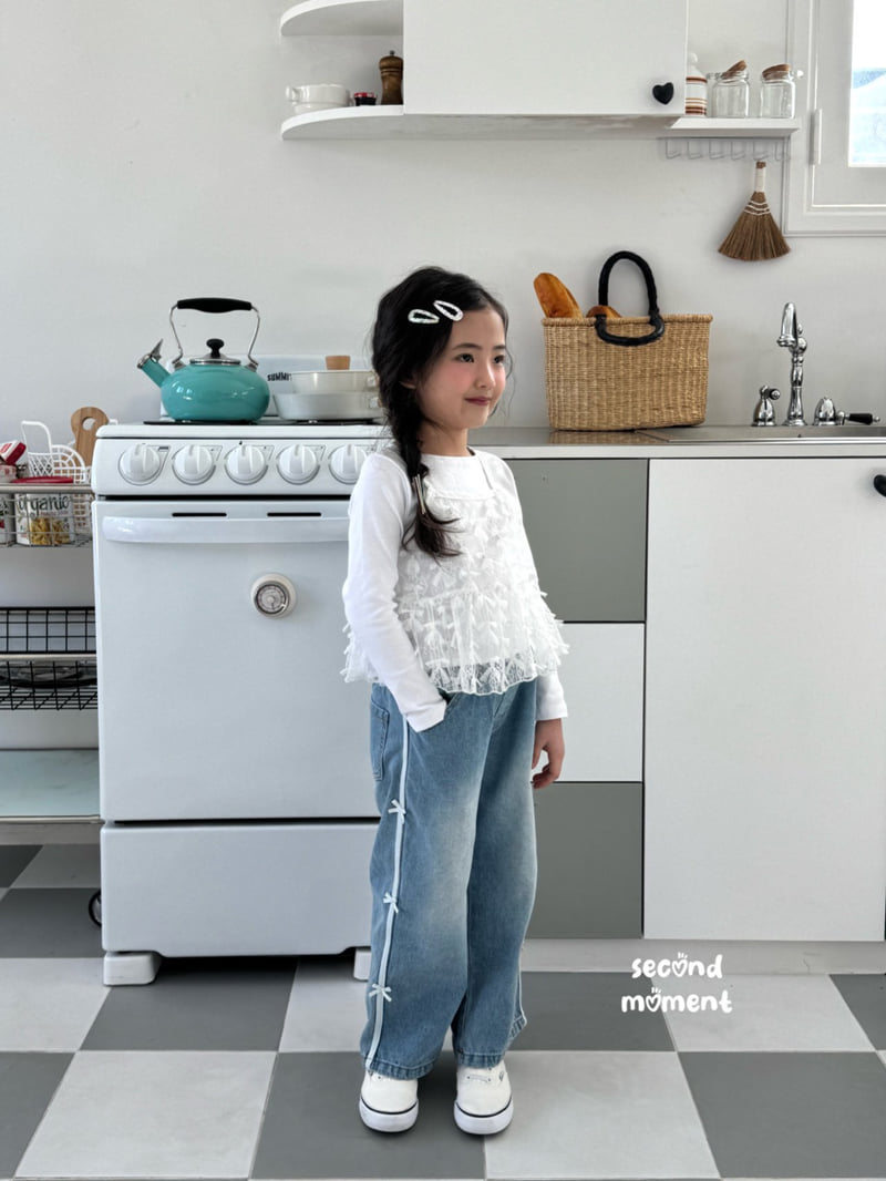 Second Moment - Korean Children Fashion - #fashionkids - Kitsch Ribbon Denim Pants - 12