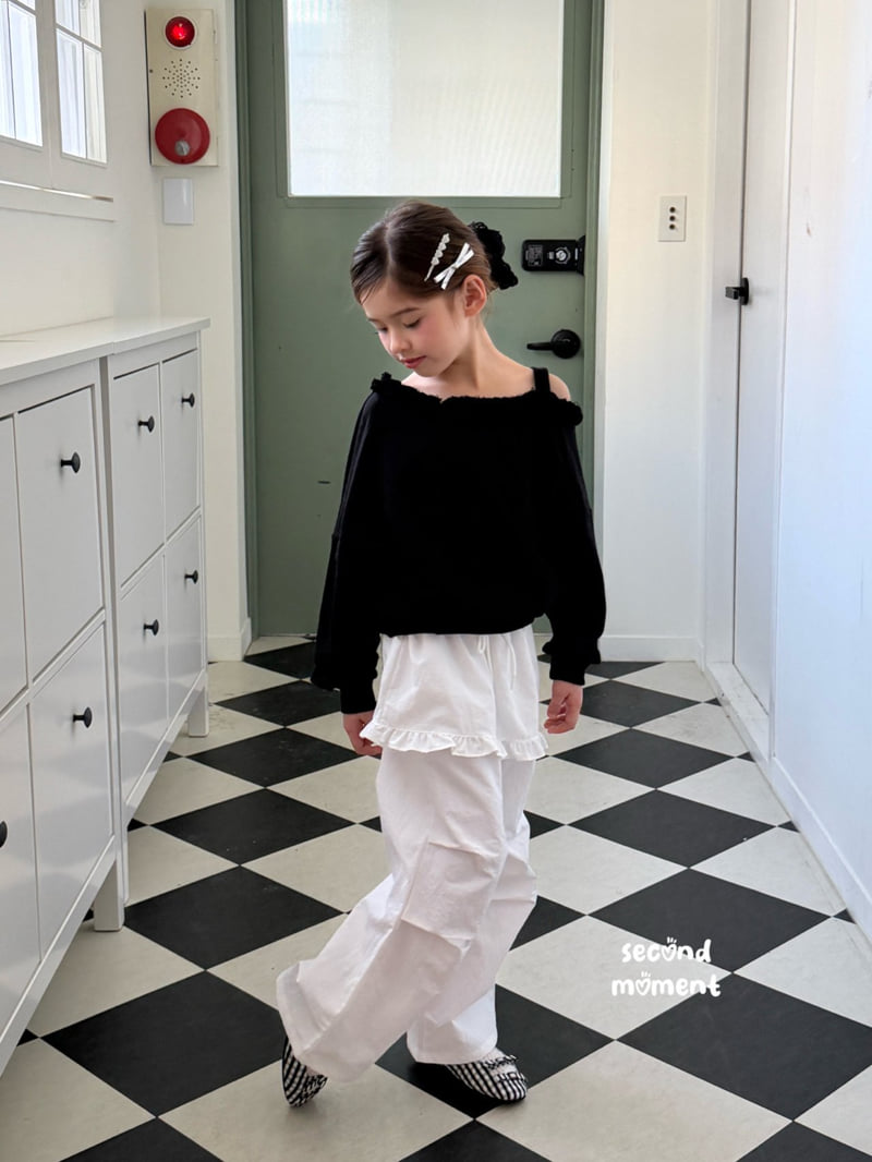 Second Moment - Korean Children Fashion - #fashionkids - Off-Shoulder Frill Sweatshirt - 2