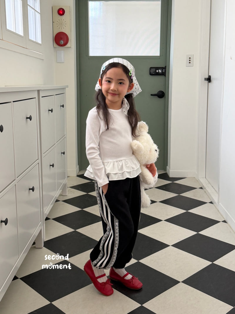 Second Moment - Korean Children Fashion - #fashionkids - Lace Double Line Jogger Pants - 12