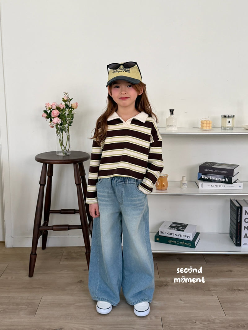 Second Moment - Korean Children Fashion - #fashionkids - Cinnamon Crop Stripe Tee - 2