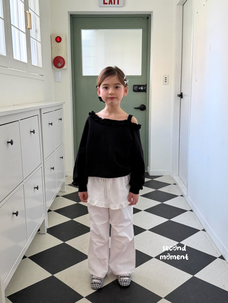 Second Moment - Korean Children Fashion - #kidsshorts - Off-Shoulder Frill Sweatshirt - 3