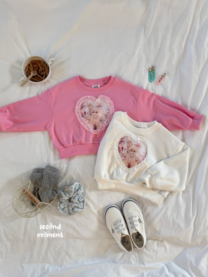Second Moment - Korean Children Fashion - #kidsshorts - Lace Heart Sweatshirt