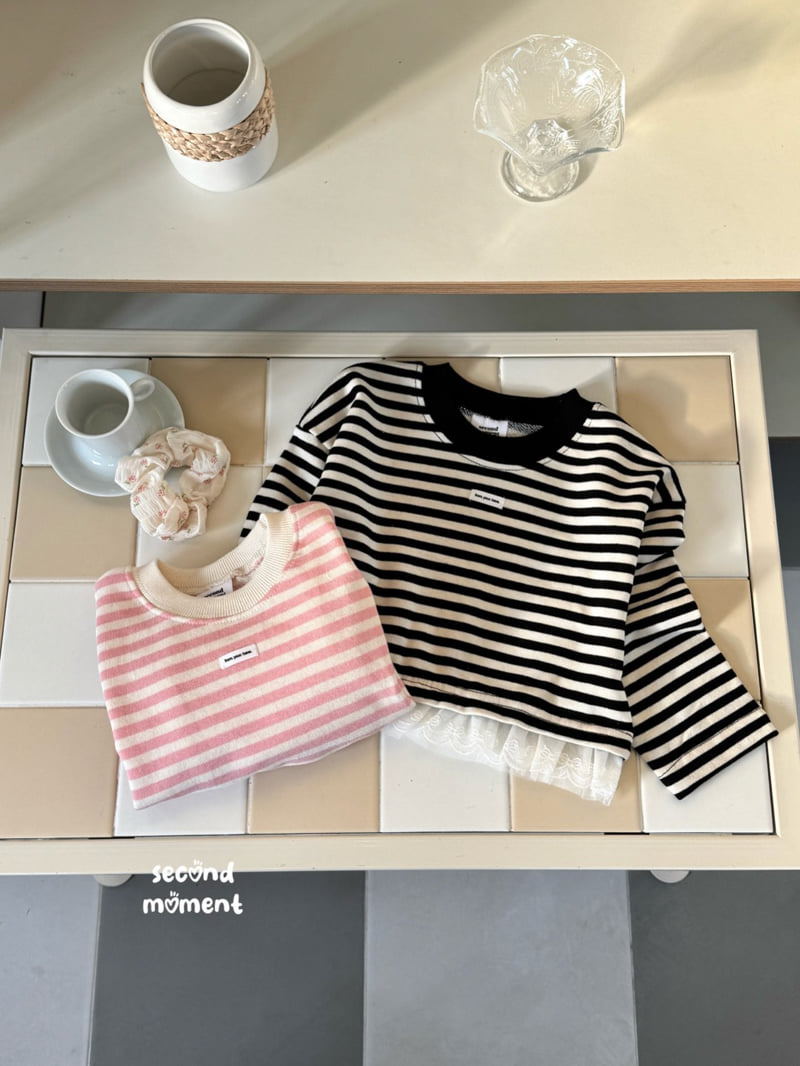 Second Moment - Korean Children Fashion - #kidsstore - Lace Stripe Tee