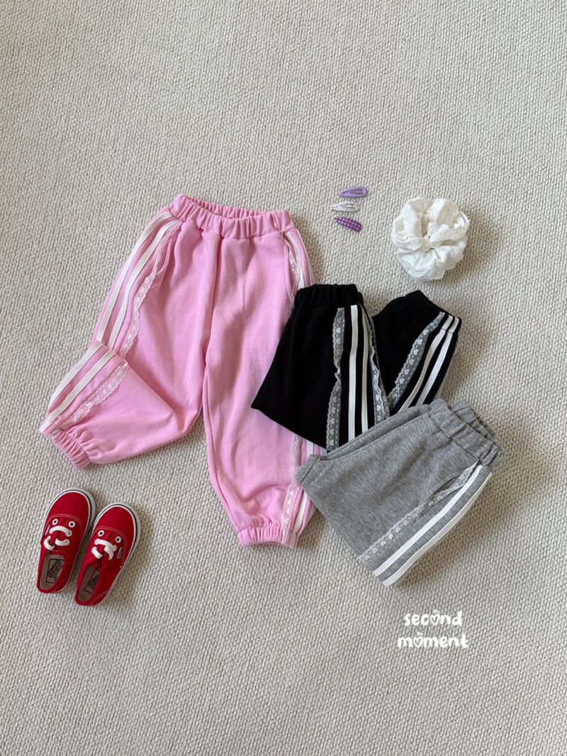 Second Moment - Korean Children Fashion - #kidzfashiontrend - Lace Double Line Jogger Pants