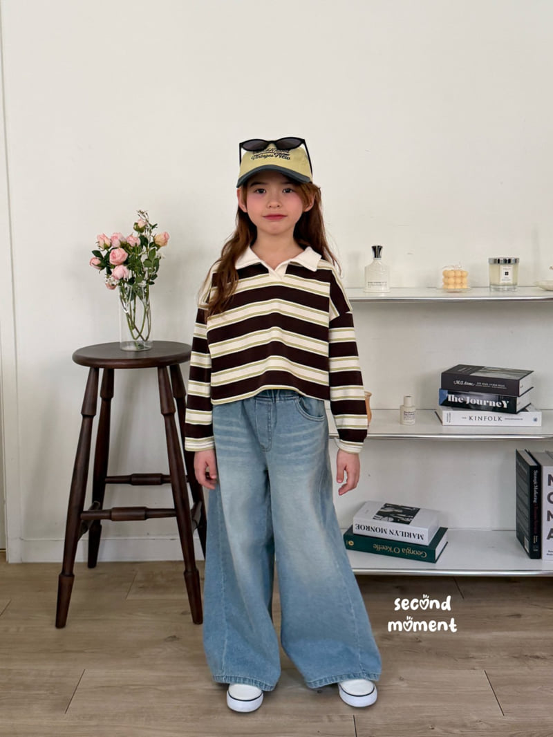 Second Moment - Korean Children Fashion - #kidzfashiontrend - Cinnamon Crop Stripe Tee - 5