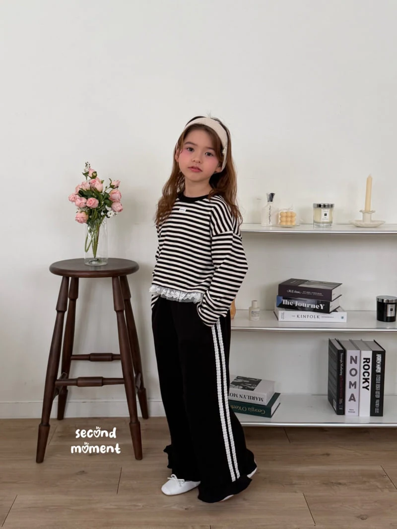 Second Moment - Korean Children Fashion - #minifashionista - Lace Stripe Tee - 6