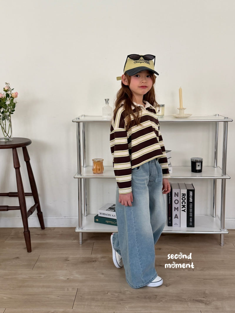 Second Moment - Korean Children Fashion - #prettylittlegirls - Cinnamon Crop Stripe Tee - 10