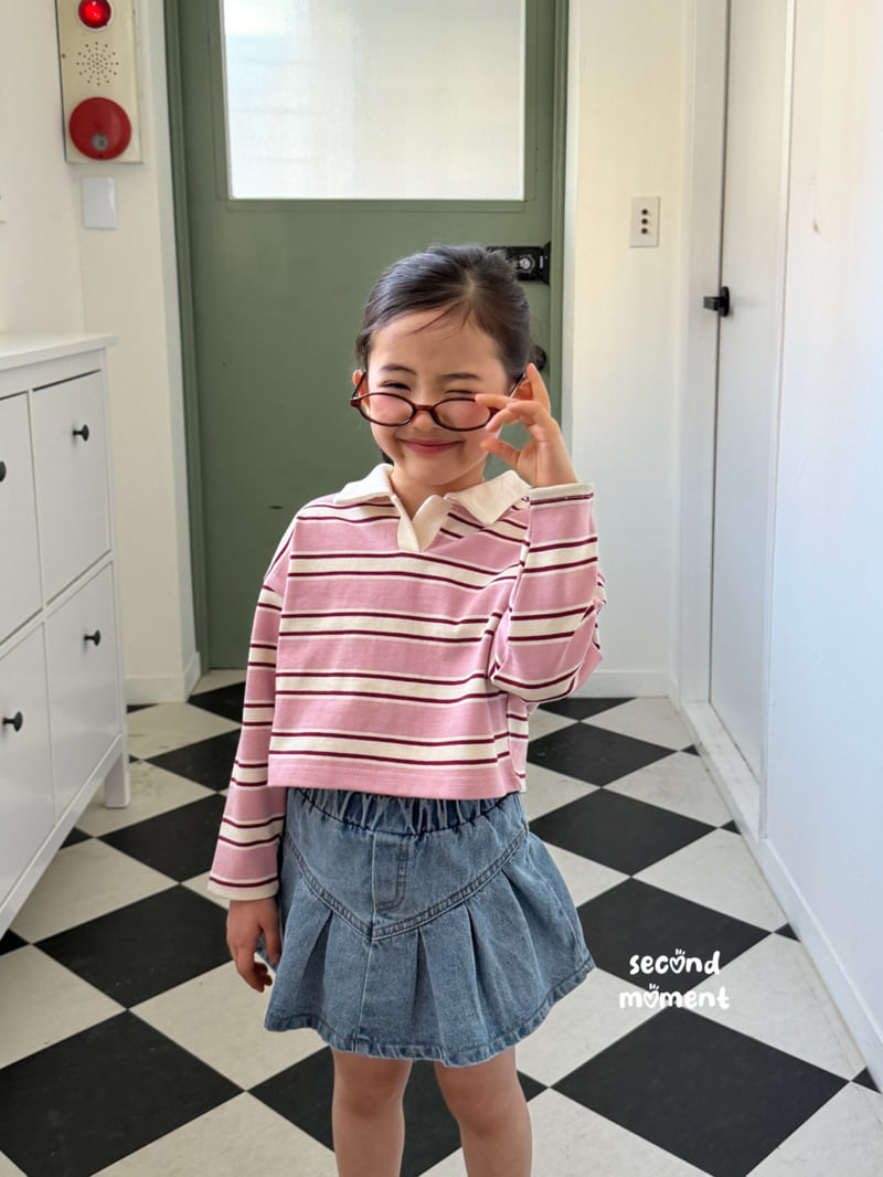 Second Moment - Korean Children Fashion - #toddlerclothing - Cinnamon Crop Stripe Tee - 12