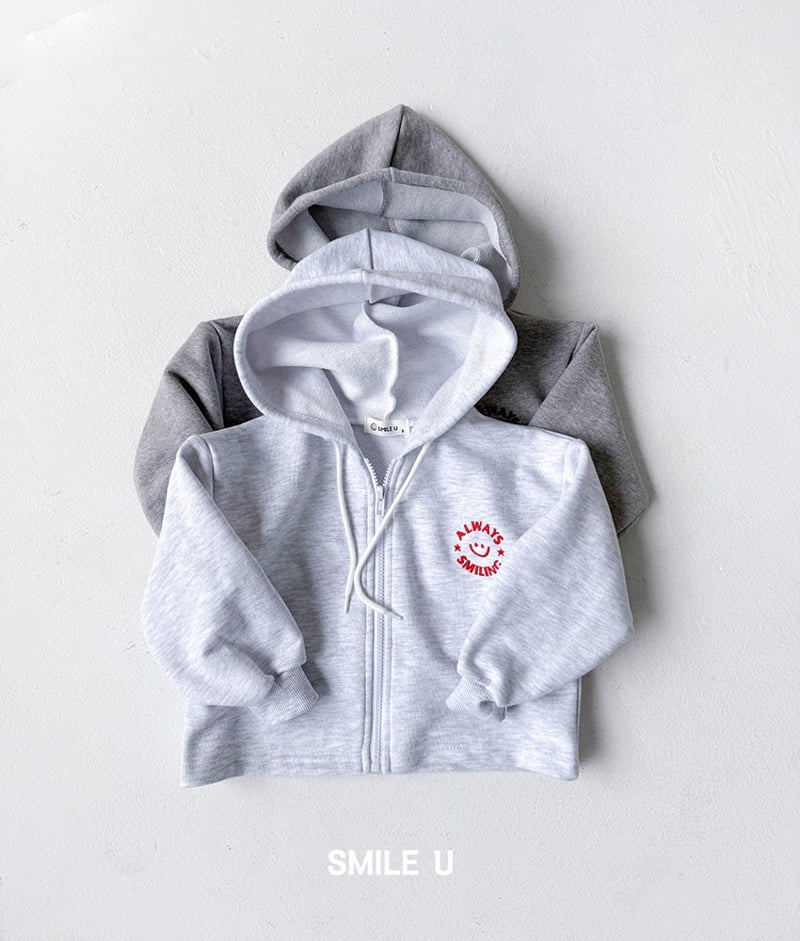 Smile U - Korean Children Fashion - #kidsshorts - Embroidered Zip-Up Hoodie - 11