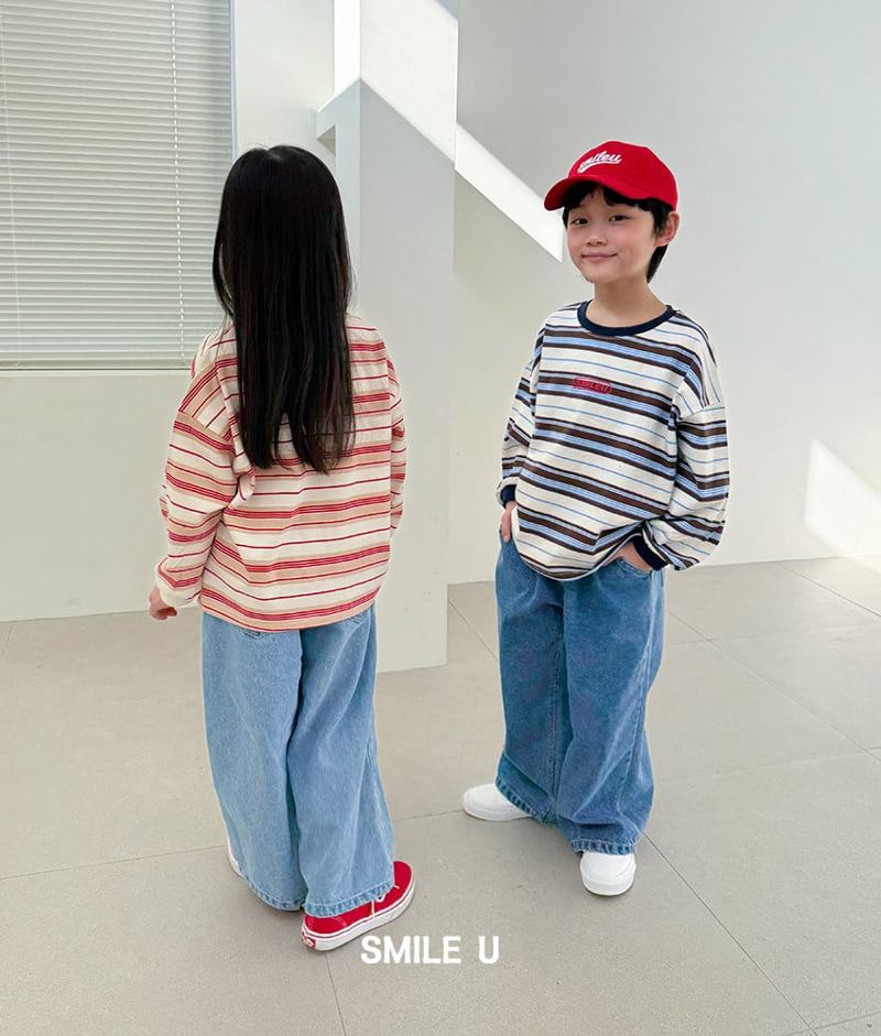 Smile U - Korean Children Fashion - #kidsshorts - Wide Denim Pants - 4