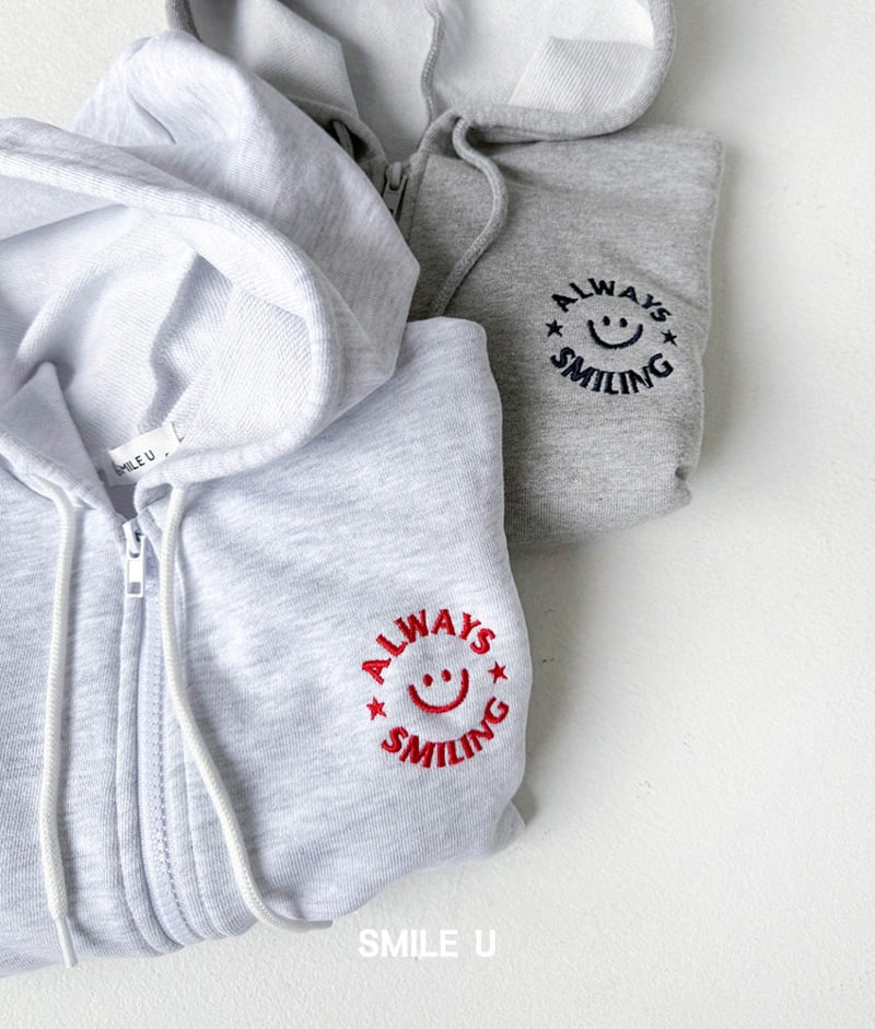 Smile U - Korean Children Fashion - #kidsstore - Embroidered Zip-Up Hoodie - 12