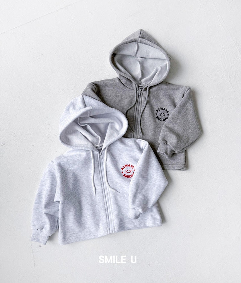 Smile U - Korean Children Fashion - #minifashionista - Embroidered Zip-Up Hoodie