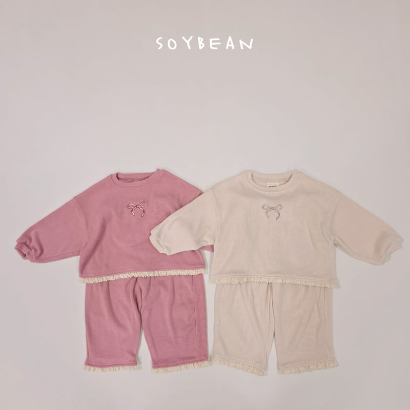 Soybean - Korean Children Fashion - #Kfashion4kids - Soft Ribbon Top Bottom Set