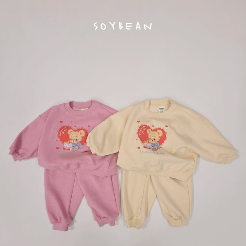 Soybean - Korean Children Fashion - #Kfashion4kids - Heart Bear Top Bottom Set