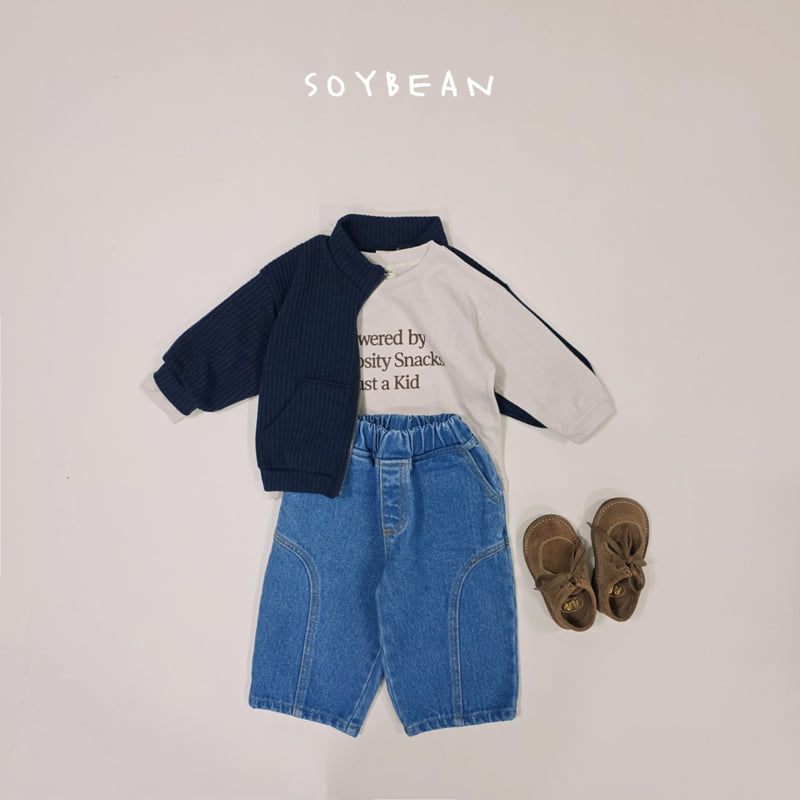 Soybean - Korean Children Fashion - #childofig - Curved-Line Denim Pants - 6