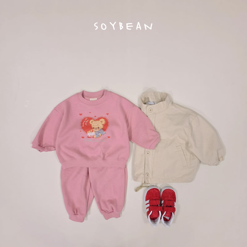 Soybean - Korean Children Fashion - #childofig - Heart Bear Top Bottom Set - 6