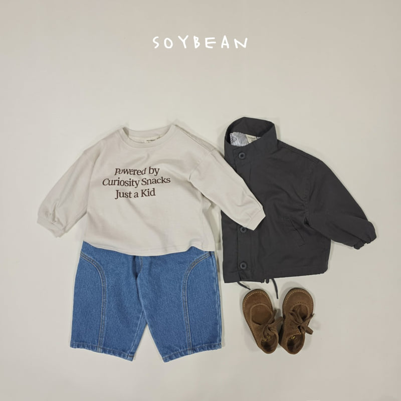 Soybean - Korean Children Fashion - #designkidswear - Curved-Line Denim Pants - 8