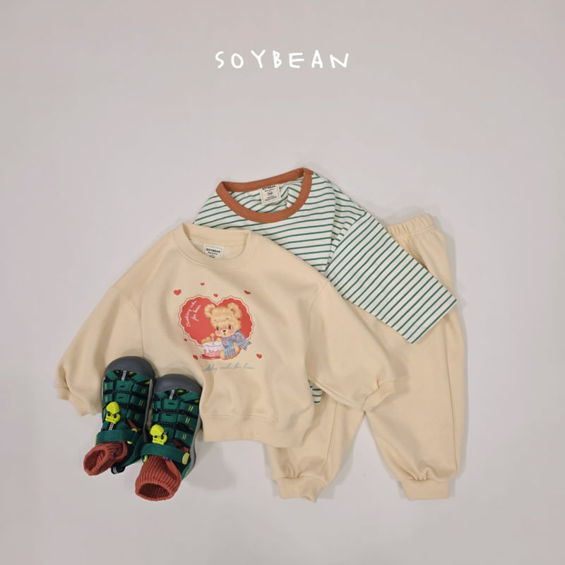 Soybean - Korean Children Fashion - #designkidswear - Heart Bear Top Bottom Set - 9