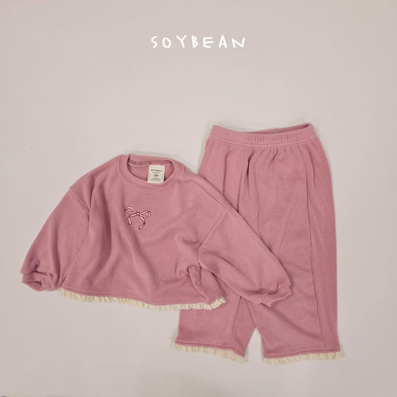 Soybean - Korean Children Fashion - #discoveringself - Soft Ribbon Top Bottom Set - 12