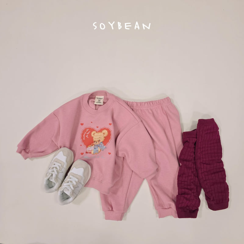 Soybean - Korean Children Fashion - #discoveringself - Heart Bear Top Bottom Set - 10