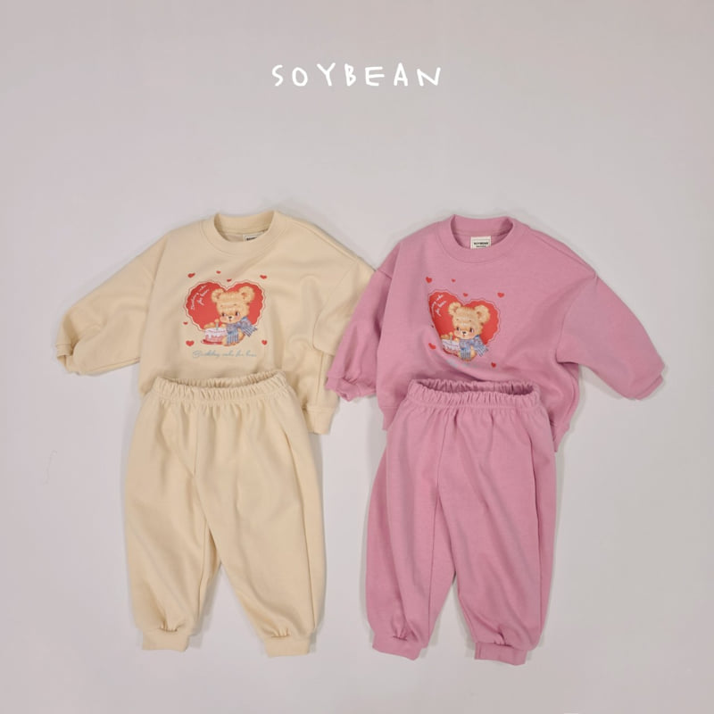 Soybean - Korean Children Fashion - #fashionkids - Heart Bear Top Bottom Set - 11