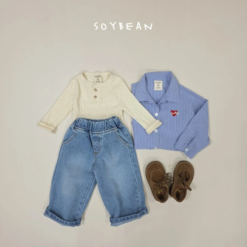 Soybean - Korean Children Fashion - #kidsshorts - Cotton Henley Neck Tee - 6