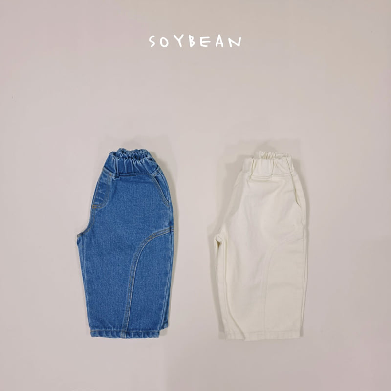 Soybean - Korean Children Fashion - #kidsstore - Curved-Line Denim Pants - 12
