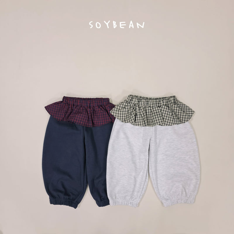 Soybean - Korean Children Fashion - #kidsstore - Checks Skirt Jogger Pants