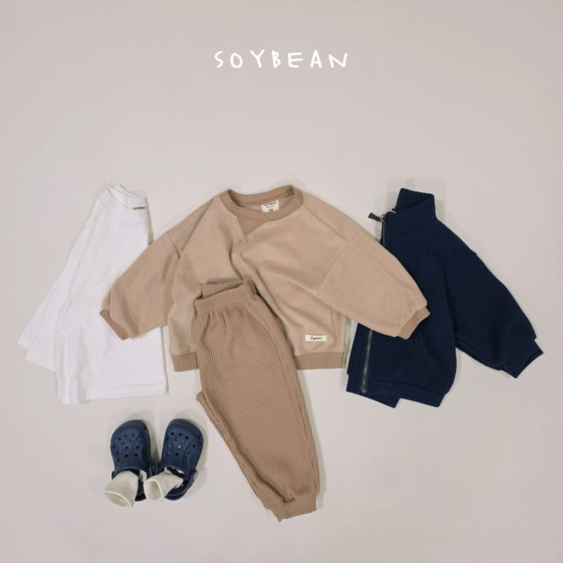 Soybean - Korean Children Fashion - #kidsstore - Terry Waffle Mix Top Bottom Set - 7