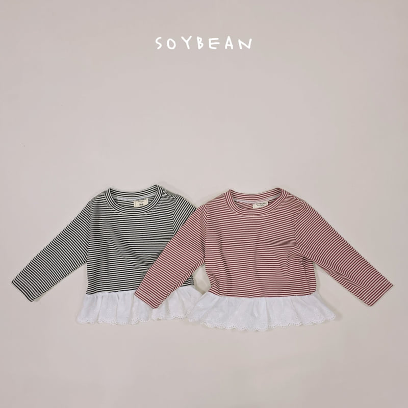 Soybean - Korean Children Fashion - #kidsstore - Stripe Frill Tee