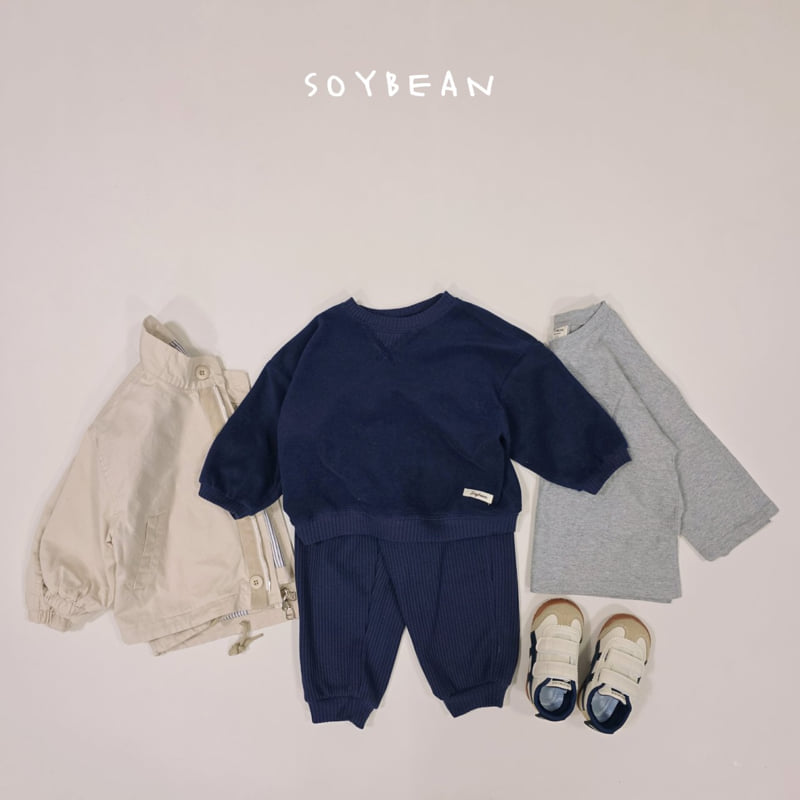 Soybean - Korean Children Fashion - #kidzfashiontrend - Terry Waffle Mix Top Bottom Set - 8