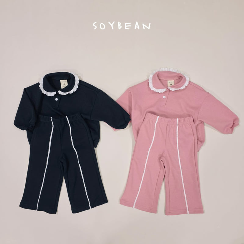Soybean - Korean Children Fashion - #kidzfashiontrend - Collar Frill Top Bottom Set - 12