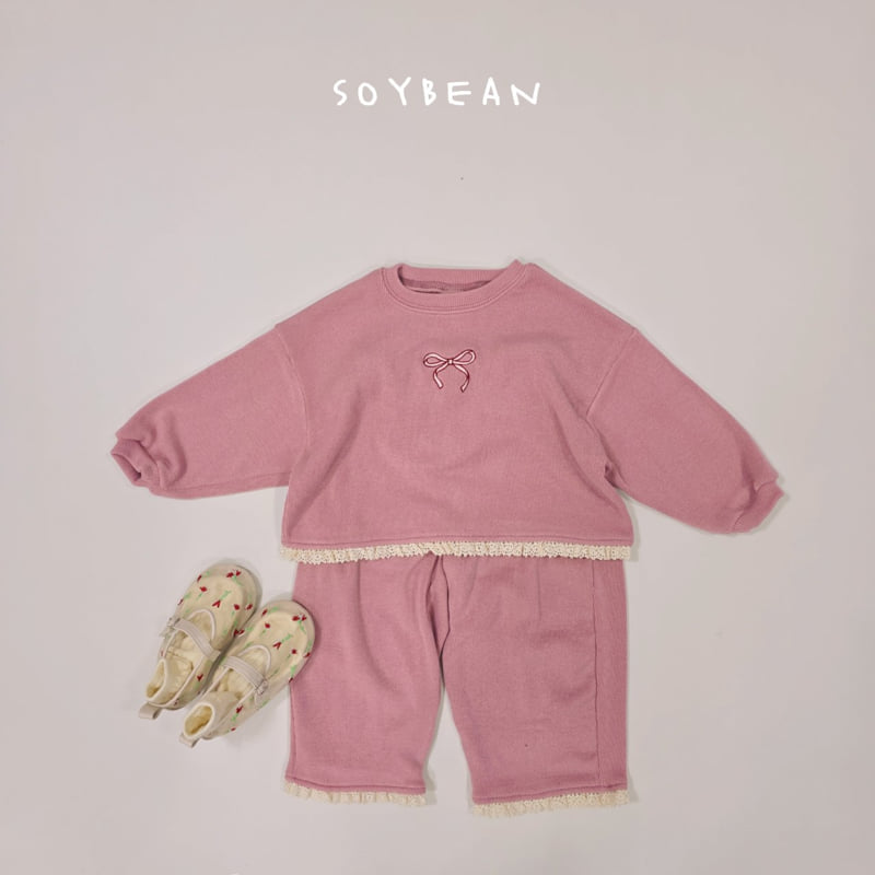 Soybean - Korean Children Fashion - #magicofchildhood - Soft Ribbon Top Bottom Set - 3