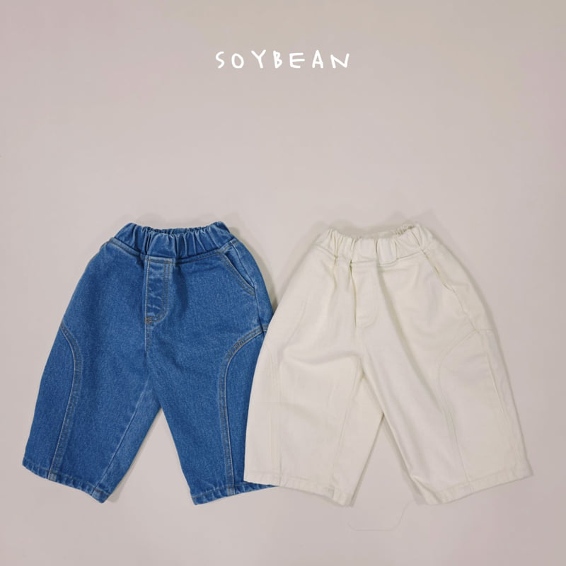 Soybean - Korean Children Fashion - #minifashionista - Curved-Line Denim Pants