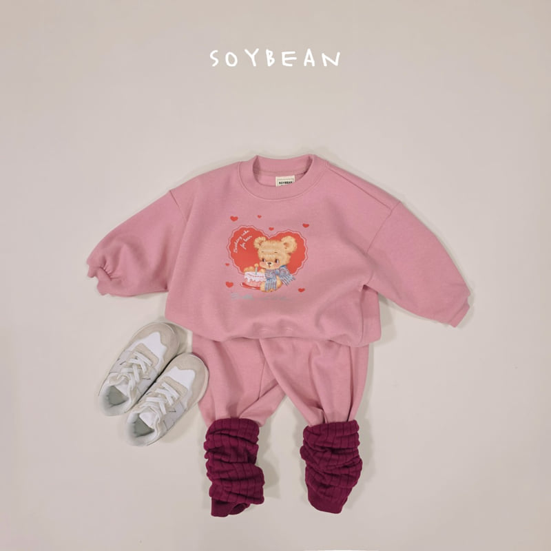 Soybean - Korean Children Fashion - #magicofchildhood - Heart Bear Top Bottom Set - 4