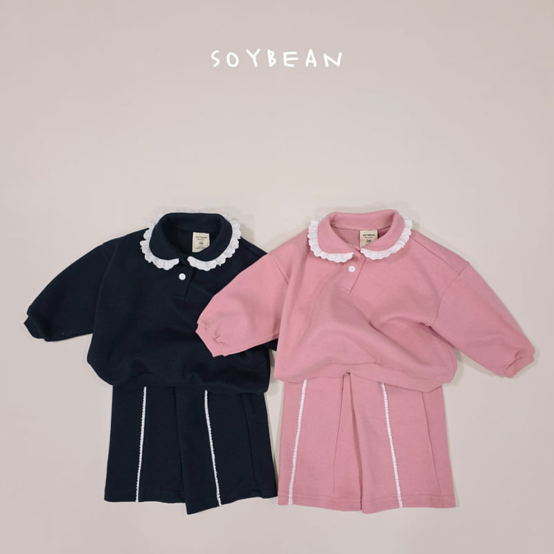 Soybean - Korean Children Fashion - #prettylittlegirls - Collar Frill Top Bottom Set