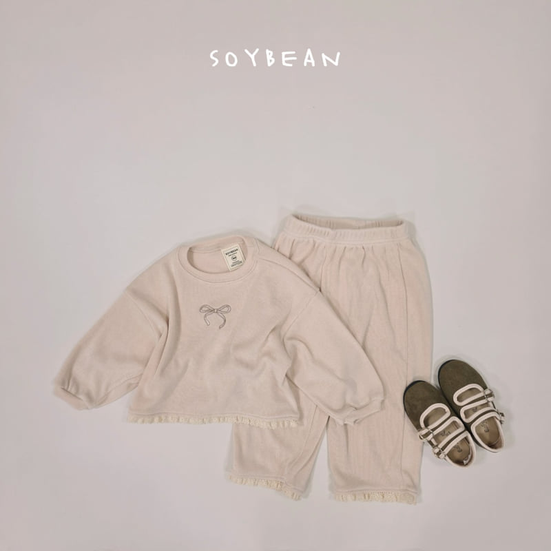 Soybean - Korean Children Fashion - #stylishchildhood - Soft Ribbon Top Bottom Set - 8