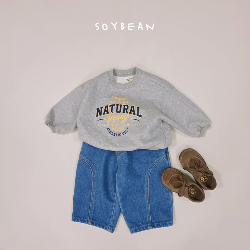 Soybean - Korean Children Fashion - #todddlerfashion - Curved-Line Denim Pants - 4