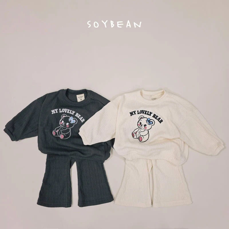 Soybean - Korean Children Fashion - #toddlerclothing - Bear Knit Top Bottom Set