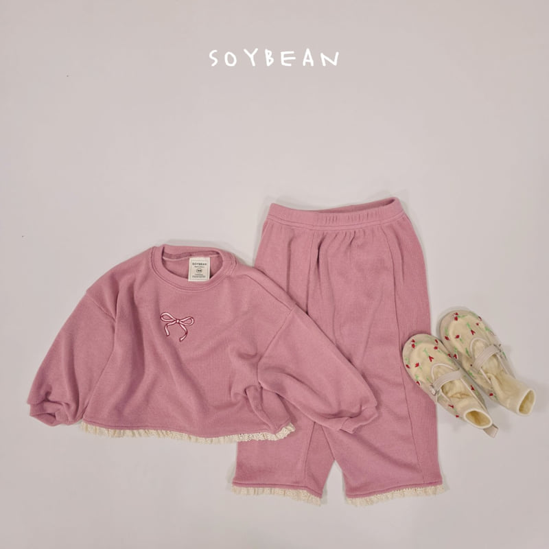 Soybean - Korean Children Fashion - #toddlerclothing - Soft Ribbon Top Bottom Set - 7