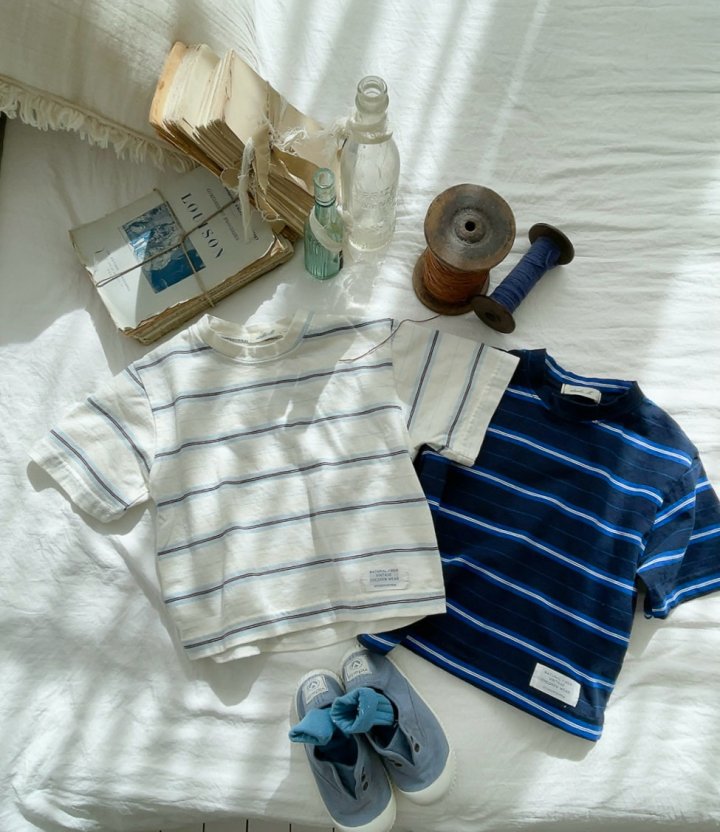 Studio M - Korean Children Fashion - #childofig - Ray Short Sleeve Stripe Tee - 10