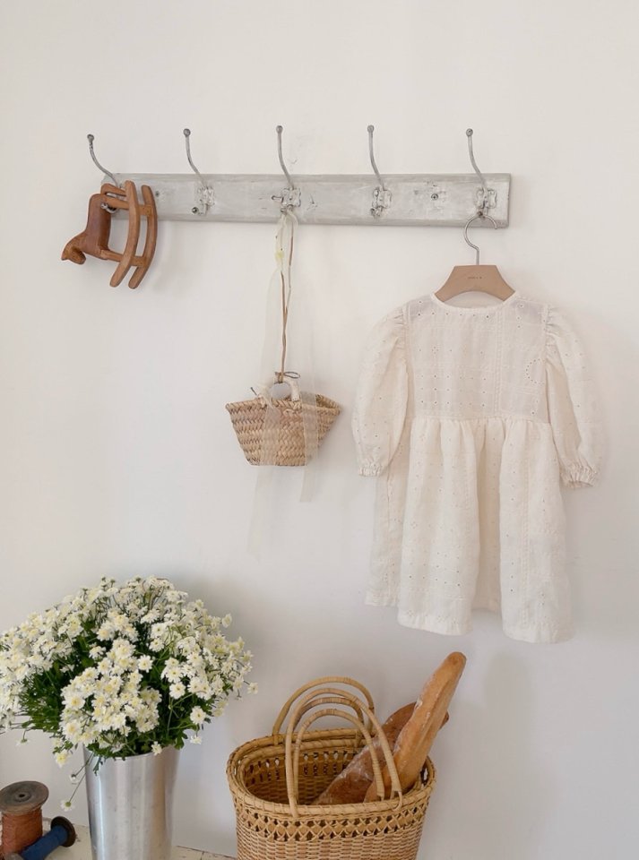 Studio M - Korean Children Fashion - #childrensboutique - Angela Embroidered Shirring One-piece - 7