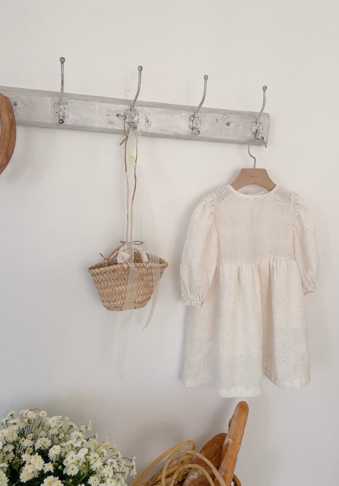 Studio M - Korean Children Fashion - #designkidswear - Angela Embroidered Shirring One-piece - 8