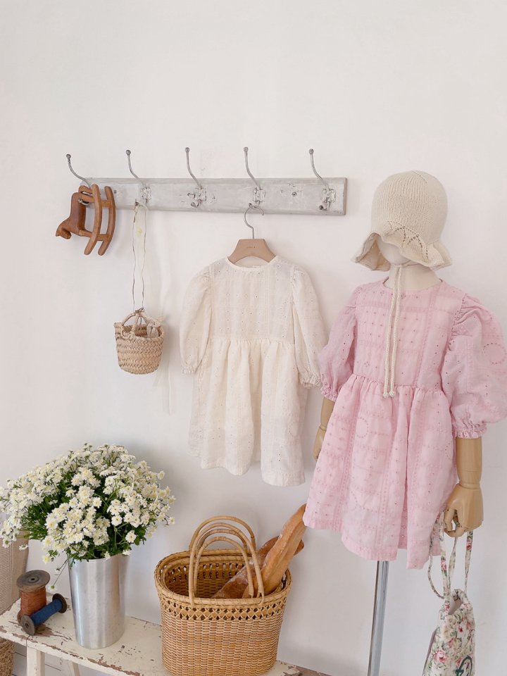 Studio M - Korean Children Fashion - #fashionkids - Angela Embroidered Shirring One-piece - 10