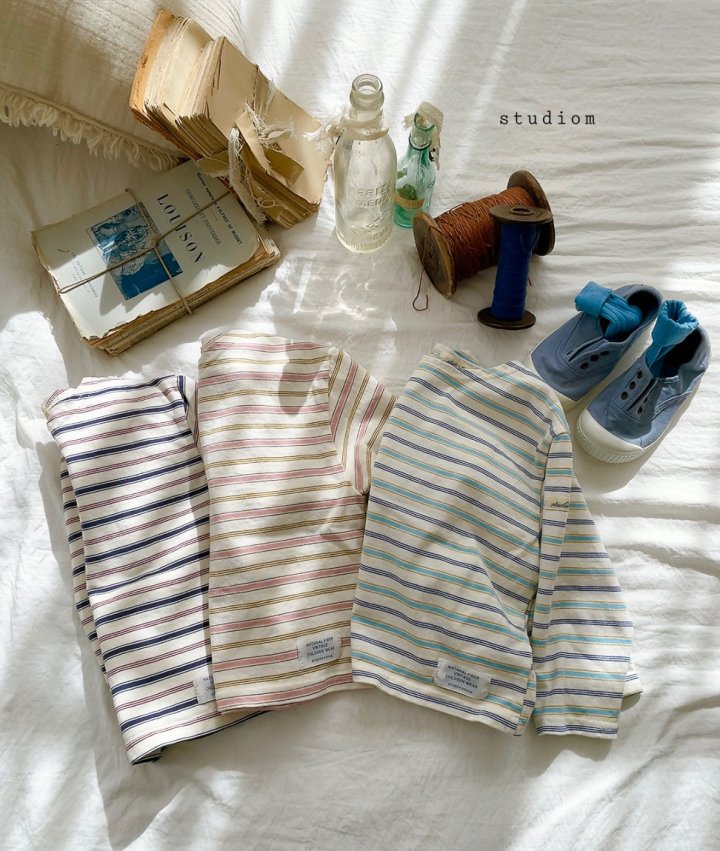 Studio M - Korean Children Fashion - #kidsshorts - Cookie Stripe Tee