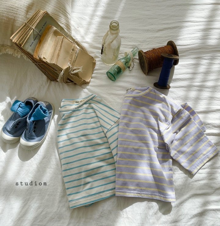 Studio M - Korean Children Fashion - #kidsstore - Urban Stripe Boxy Tee